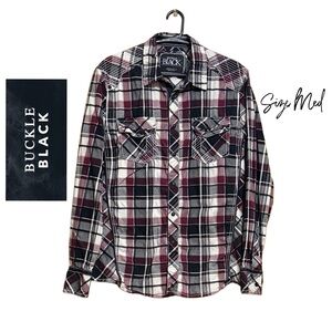 🤠 Buckle Black Women’s Plaid Western Shirt – Size Medium – Like New